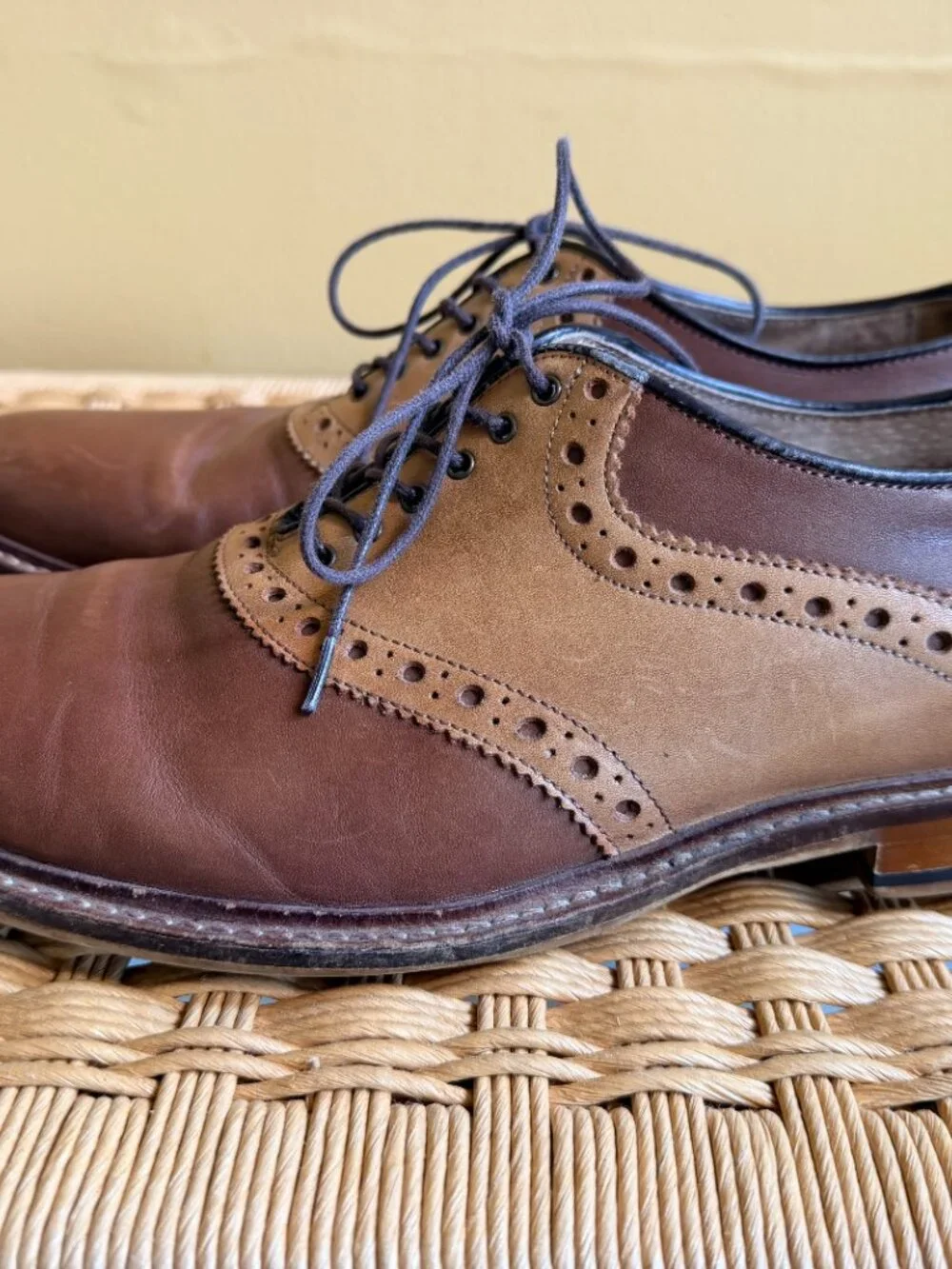 Aston Grey Collection Wingtip Oxford Brown Leather Dress Shoes Men’s 10